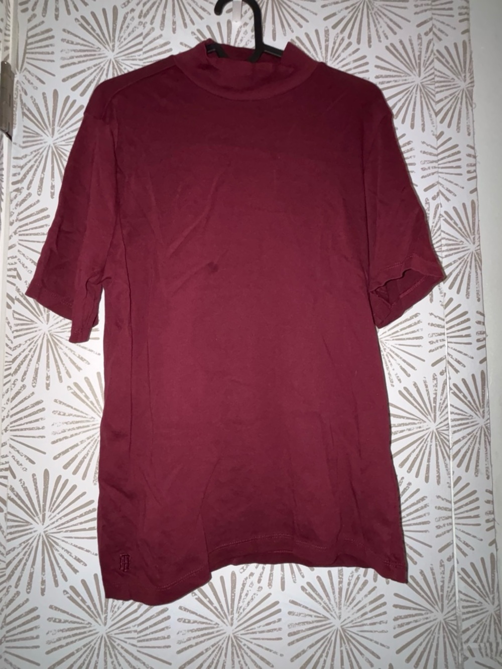 Women’s Short Sleeve Mock Turtleneck Shirt - Maroon